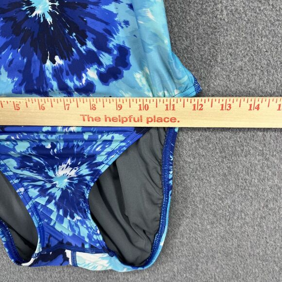 Speedo PowerFLEX Eco Swimsuit Womens 6 Blue Tie Dye One Piece Crossback Swimwear - Picture 9 of 14